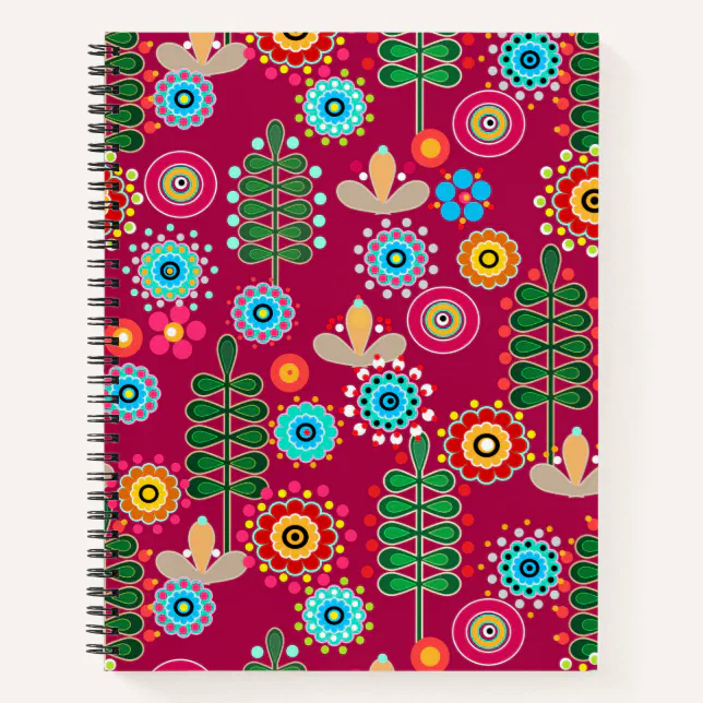 Notebook Patterns Retro Retro, flower pattern notebook | Zazzle