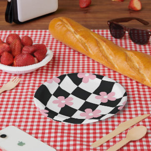 Retro Flower Pattern Paper Plates