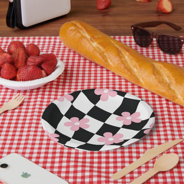 Retro Flower Pattern Paper Plates (Picnic)