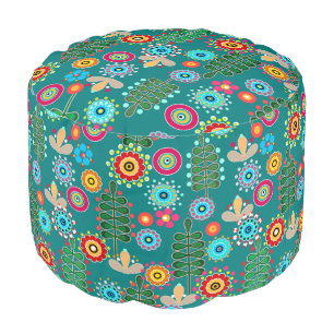 Retro, flower pattern pouf