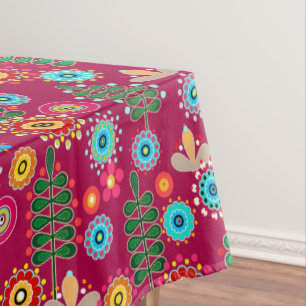 Retro, flower pattern tablecloth