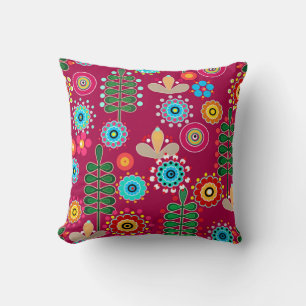Retro, flower pattern throw pillow