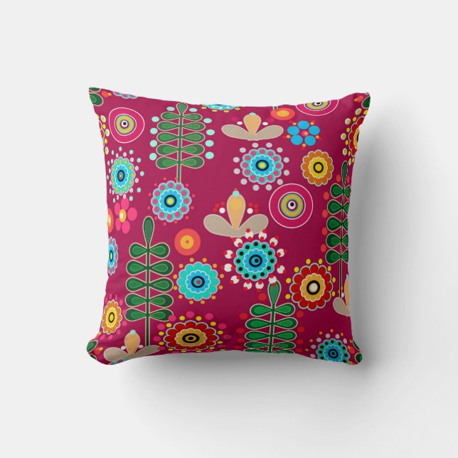 Retro, flower pattern throw pillow (Front)
