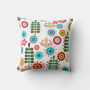 Retro, flower pattern throw pillow