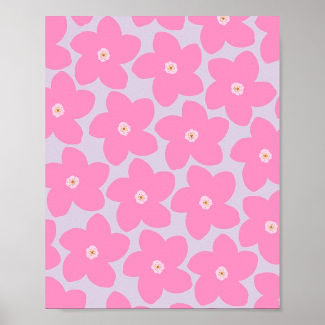 Retro Flower Pink And Purple Poster (Front)