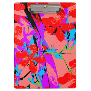 retro flower pink clipboard