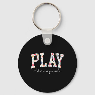 Retro Flower Play Therapist Mental Health Professi Keychain