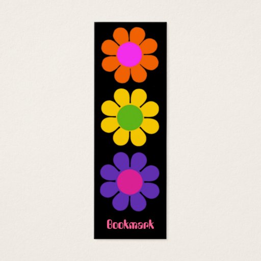 Customizable Retro Flower Power Bookmark Business Card Template