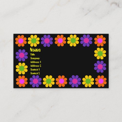 Retro Flower Power Business Card Template