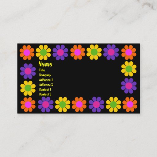 Customizable Retro Flower Power Business Card Template