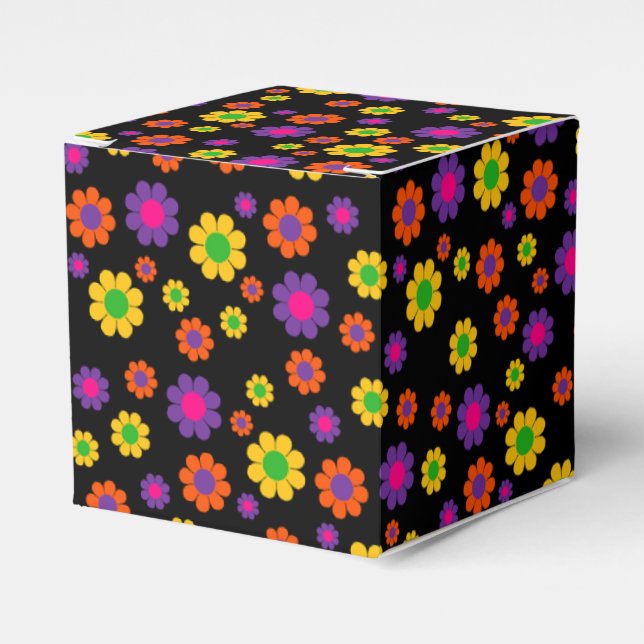 Retro Flower Power Favor Boxes (Front Side)