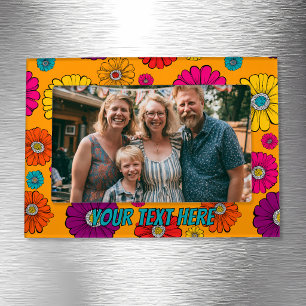 Retro Flower Power Groovy Daisy Magnetic Frame