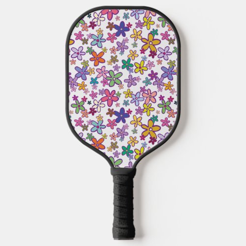 Retro Flower Power Illustration Design  Pickleball Paddle