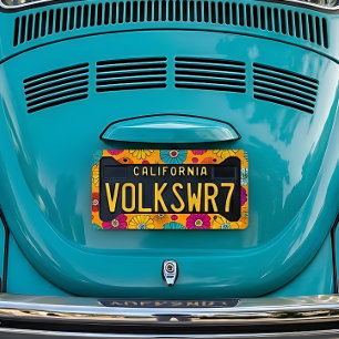 Retro Flower Power License Plate Frame
