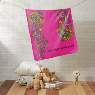 Retro Flower Power Tendrils Border 18 + your text Baby Blanket