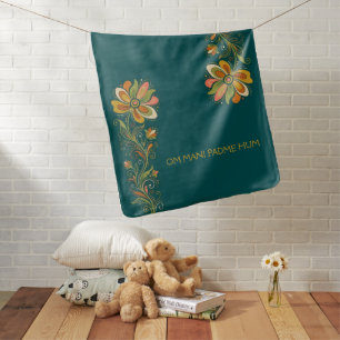 Retro Flower Power Tendrils Border 1 + your text Baby Blanket