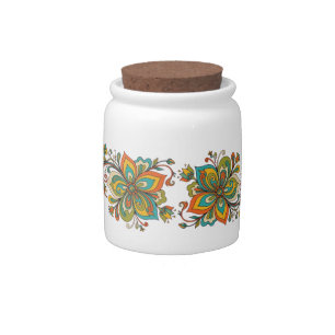 Retro Flower Power Tendrils Border 2 Candy Jar
