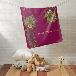 Retro Flower Power Tendrils Border 2 + your text Baby Blanket