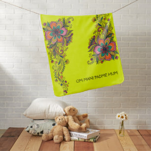 Retro Flower Power Tendrils Border 6 + your text Baby Blanket