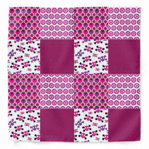 Retro flower skull polka dot bandana