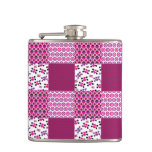 Retro flower skull polka dot flask