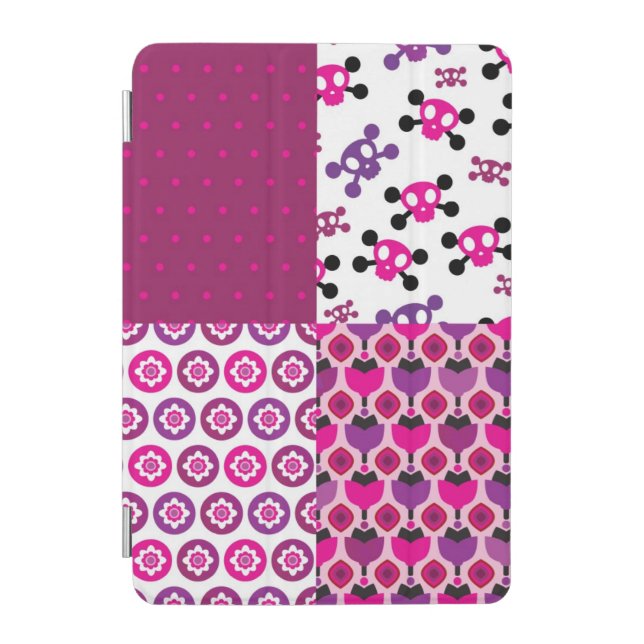 Retro flower skull polka dot iPad mini cover (Front)