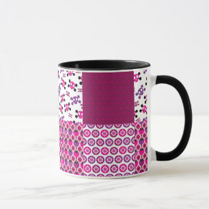 Retro flower skull polka dot mug