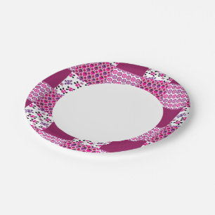 Retro flower skull polka dot paper plates
