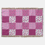 Retro flower skull polka dot throw blanket