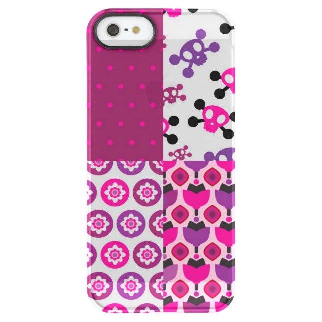 Retro flower skull polka dot uncommon iPhone case (Back)