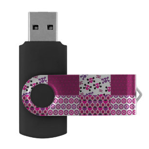 Retro flower skull polka dot USB flash drive