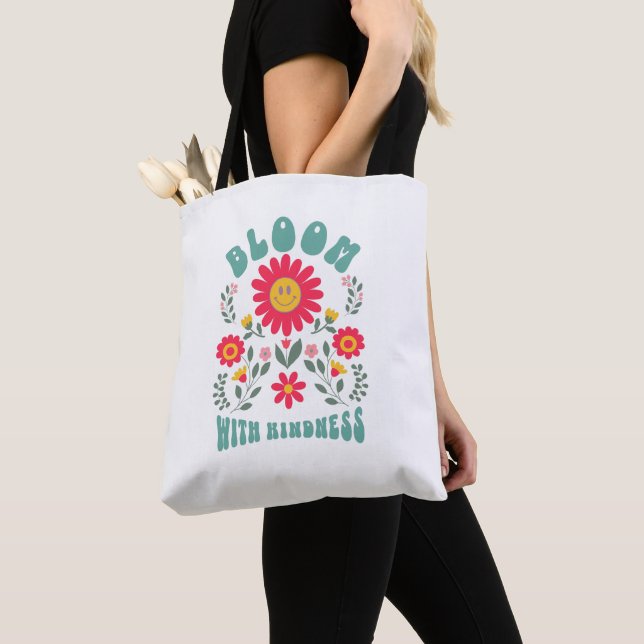 Retro Flower Tote Bag (Close Up)