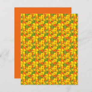 Retro Flower Yellow Orange Green Scrapbook Paper