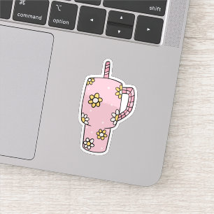 Retro Flowered Cup Waterproof Sticker