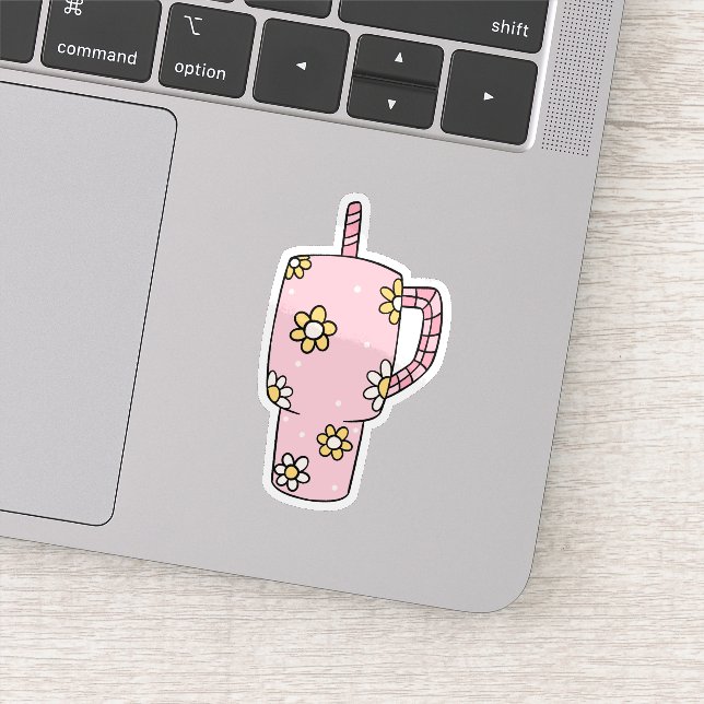Retro Flowered Cup Waterproof  Sticker (Detail)