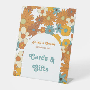 Retro Flowers 60's 70's Arch Wedding Card Gifts  Pedestal Sign