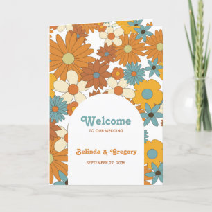 Retro Flowers 60's 70's Wedding Order of Service Program