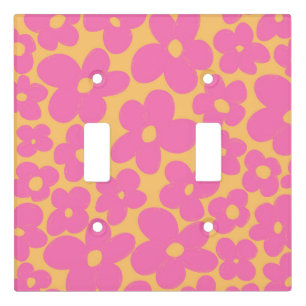 Retro Flowers #6 #floral #pattern #decor #art Light Switch Cover
