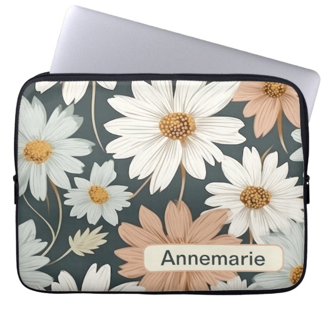 Retro Flowers 8 laptop sleeve (Front)