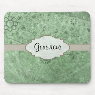 Retro Flowers and Butterflies Aqua.png Mouse Pad