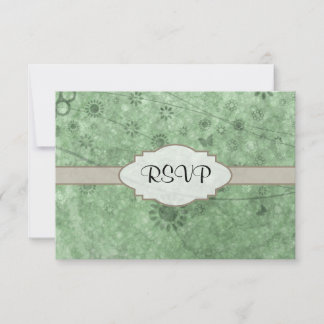 Retro Flowers and Butterflies Aqua.png RSVP Card