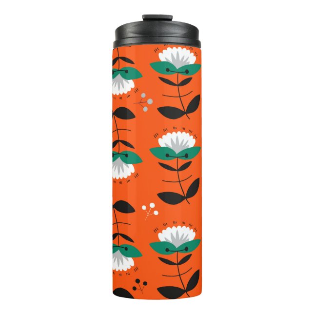 Retro flowers and leaves seamless pattern.  thermal tumbler (Front)