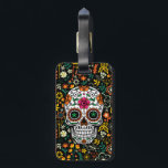 Retro Flowers And Sugar Skull Luggage Tag<br><div class="desc">Colorful retro flowers with floral sugar skull.</div>