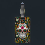 Retro Flowers And Sugar Skull Luggage Tag<br><div class="desc">Colorful retro flowers with floral sugar skull.</div>