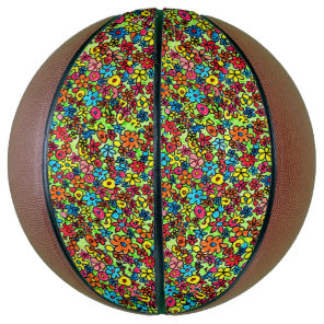 Retro flowers basketball