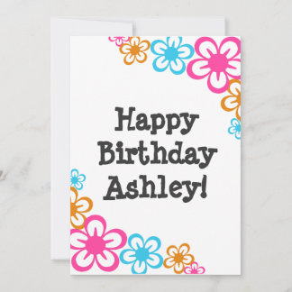 Retro Flowers Birthday Invitation