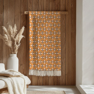 Retro Flowers Blanket Brown Terracotta Style