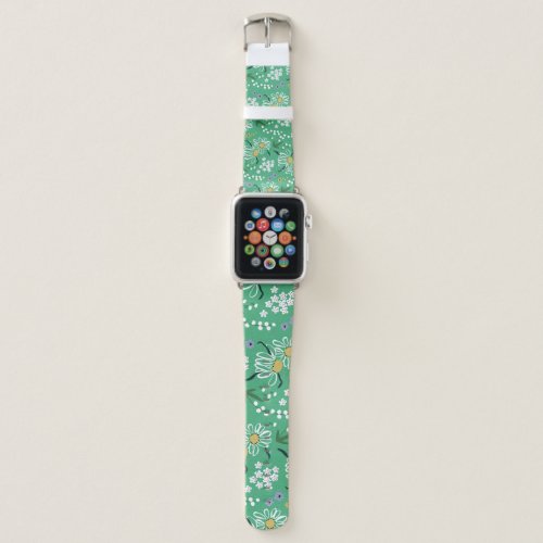 Retro Flowers Botanical Seamless Pattern Apple Watch Band