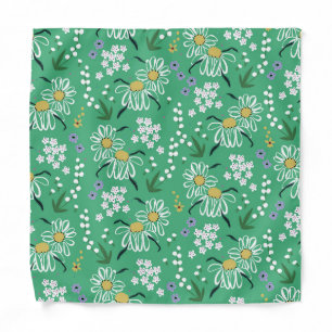 Retro Flowers, Botanical Seamless Pattern. Bandana