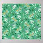 Retro Flowers, Botanical Seamless Pattern. Poster